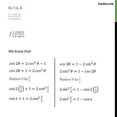 1-cosx|1 + cos x formula.